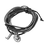 Abaodam Pulsera Hombre Cuero Vintage Multicapa con Charms Sombrero y Bota Accesorio Ligero Resistente Estilo Occidental