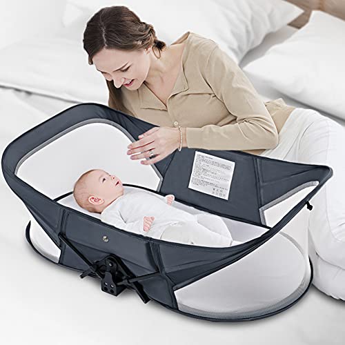 Nordmiex Fold N' Go Travel Bassinet-Folding Portable Bassinet,3 In 1 Travel Baby Crib Baby Bed Travel Bassinet Portable-Folding Bassinets With Mosquito Net,Easy To Fold And Lightweight,Dark Grey thumb #1