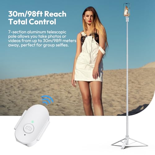 ULANZI TT88 Tripé extensível para telefone, bastão de selfie magnético de 144,8 cm, tripé Vlog com c