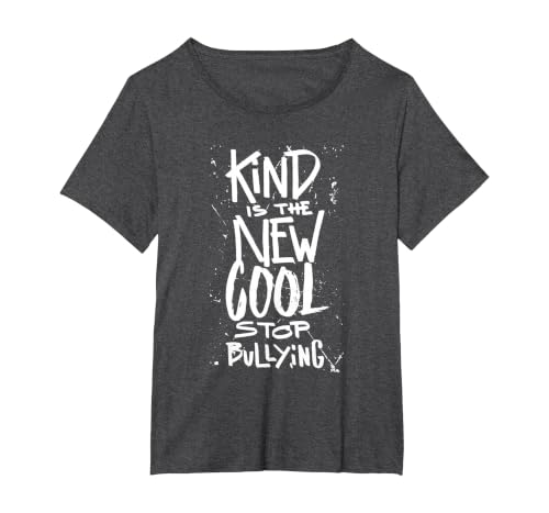 Kind is the new Cool - Stop Bullying - Anti Bully Kindness T-Shirt, Women's Plus, Dark Heather Grey, 3X