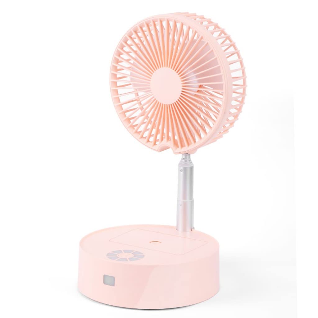 NAKEAH Mini fan Folding Fan Spray Telescopic Desktop Small Fan Big Wind Mini Floor Electric Fan Humidification Air Conditioner Ultra-quiet Electric Fan Portable Cooling fan (Color : Pink)