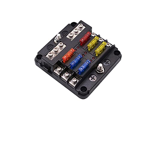 Boîte à fusibles 12V 32V à 6 voies avec indicateur LED et goujon M5 pour bateau et voiture