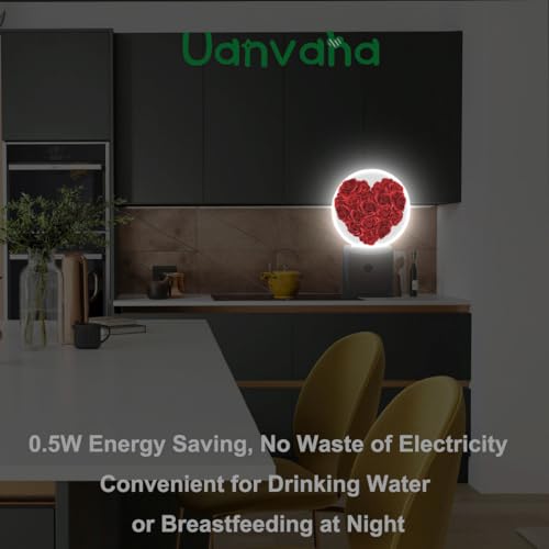 Image of Rose Night Light Rose Flowers in Heart Shape Valentine's Day Night Lights Plug into Wall for Boys Girls, Plug-in Nightlight 0.5W LED Lighting for Stairway Hallway Bedroom