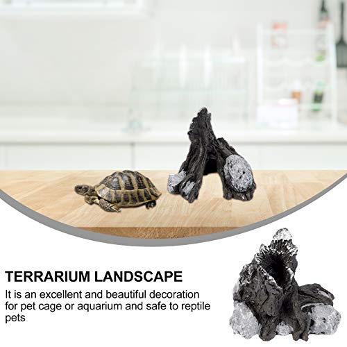 POPETPOP Plataforma Decoração Réptil Habitat Habitat Esconder Esconderijo Rampa para Lagartos Pequen