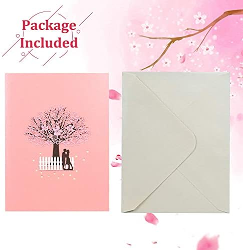 Vicloon 3D Pop Up Card, Romantic Lovers Card with Couples Under Cherry Tree, Anniversary Card, Valentine's Day Card, Wedding Card, Birthday Card with Envelope for Wife Husband Girlfriend Mother