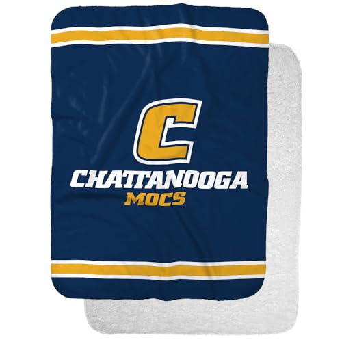 Chattanooga Mocs Primary Logo Stripes Sherpa Blanket, Warm Soft Cozy 30"X40"