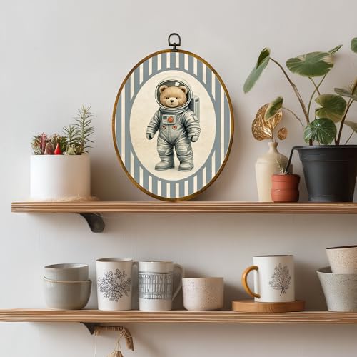 zewepri Astronaut Teddy Bear Oval Wall Art, Space Nursery Canvas, 8.5x11.5 by zewepri - Used condition - Image 7