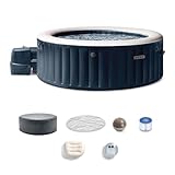 INTEX 28431EH PureSpa Plus Bubble Massage Spa Set: Saltwater System Ready, Includes Energy Efficient Spa Cover – 2 Contoured Headrest – LED Light – 6 Person Capacity – 85' x 28'