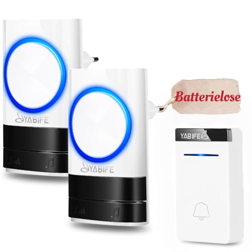 Funk Turklingel Batterielose,IP44 Funkklingel Aussen Wasserdicht,Schnurlose Türklingeln zum Einstecken,1000 Fuß Reichweite Elektrisch Haustürklingel,58 Klingeltönen 5 Stufiger Lautstär Batteriefrei