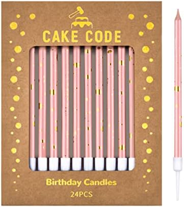 CAKE CODE 24-Count Long Thin Birthday Candles, Cake Candles, Birthday Parties, Wedding Decorations, Party Candles