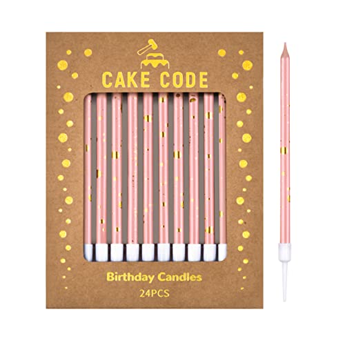 Cake Code 24-Count Long Thin Birthday Candles, Cake Candles, Birthday Parties, Wedding Decorations, Party Candles #TOP2