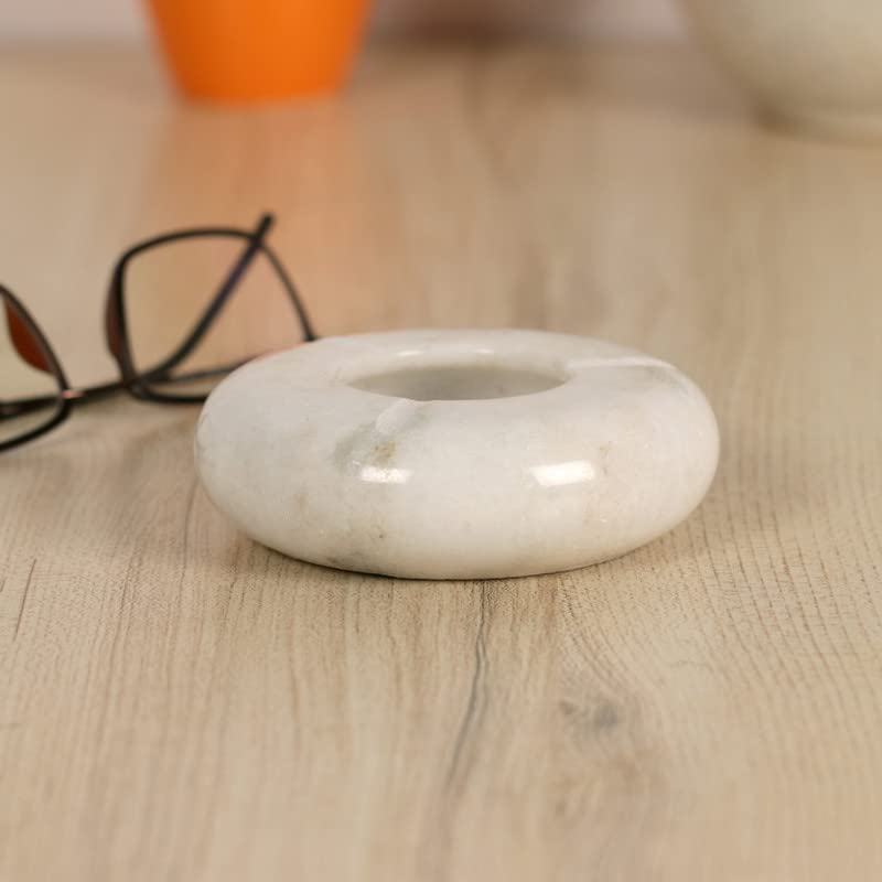 Rajasthan Accessories marble natural stone cigarette handicrafts ashtray white marble decorative ashtrays for office, hotel, and home-image-4