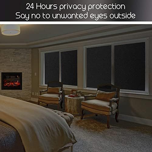 Amazon Brand - Umi Total Blackout Privacy Window Film-Removable Static Cling Glass Window Sticker Anti UV Heat Control Opaque Window Tinting film-Room Darkening for Bedroom -Blackout-44.5×200)