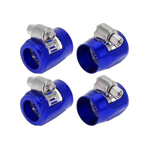 Hihaha Abrazadera De Acabado De Manguera An6 / Acabado De Extremo De Mangueras De Goma Para Tubo De Aceite Combustible/Aleación De Aluminio Duradera / 4 Pzas Azul