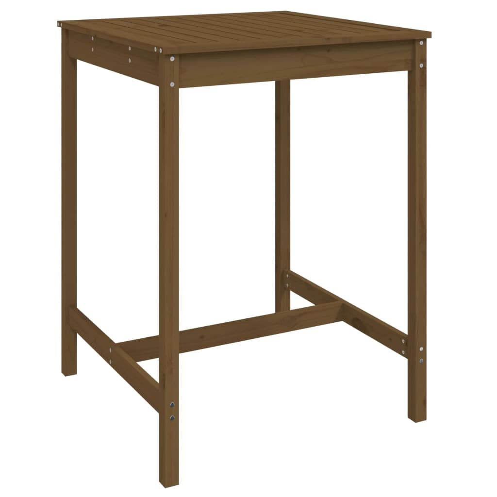 Juego de bar de jardín de madera maciza de pino, 82,5 cm, con 2 taburetes sin respaldo, diseño moderno, resistente, para balcón, terraza, jardín (3 piezas)