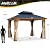 MELLCOM 11' x 13' Hardtop Cedar Wood Gazebo for Patios, Outdoor Cedar Framed Gazebo with Double Metal Roof, Solid Wooden Framed Gazebo with Privacy Curtains and Mosquito Nettings for Garden, Backyard