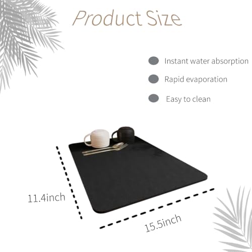 Miniatura 2 de Tapete De Secado De Lavavajillas, Tapete De Café Para Encimera De Cocina, Fregadero, Cajón, Accesorios De Cafetería, Negro, Nailon, Sólido, Mediano, 1 Unidad
