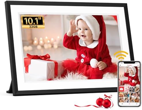Frameo 10.1 inch WiFi Digital Photo Frame -1280*800 HD Digital Picture Frame IPS Touch Screen, Electronic Photo Frame 32GB Memory, Auto-Rotate, Slideshow, Wall-Mounted, Share Photos Videos Instantly