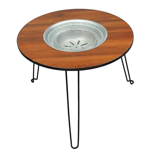 Table de barbecue ronde pliable ZJchao pour repas de camping