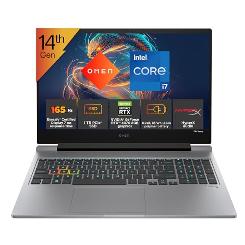 HP Omen, 14th Gen Intel Core i7-14700HX, 8GB RTX 4070 (16GB DDR5, 1TB SSD) 165Hz, 300nits, IPS, FHD, 16.1"/40.9cm, Win11, M365* Office 24, Meteor Silv