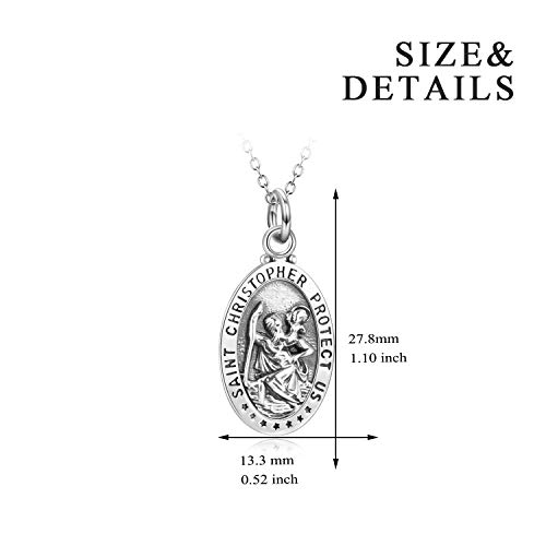 Yfn Sterling Silver St Christopher Medal Necklace Medallion Travel Pendant Necklace For Women Girls Boys (St Necklace) #TOP1