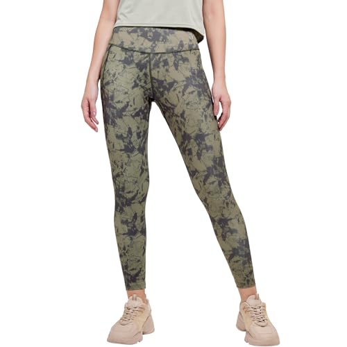 Image of TECHNOSPORT Womens Skinny Fit Activewear Tights for Running, Gym, Sports and Regular Use, Antimicrobial and Printed