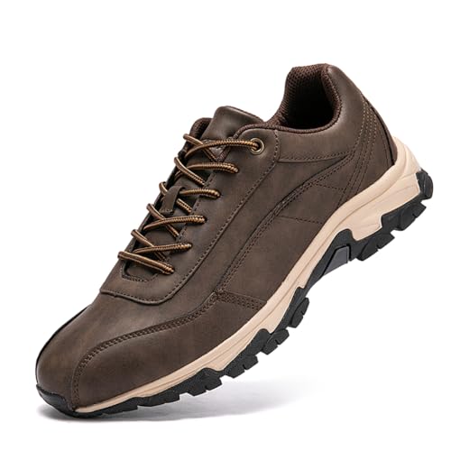 DESESE Men's Waterproof Hiking Shoes Non-Slip Breathable Lightweight Sneakers for Outdoor Trekking Walking Casual Leather Running Shoes