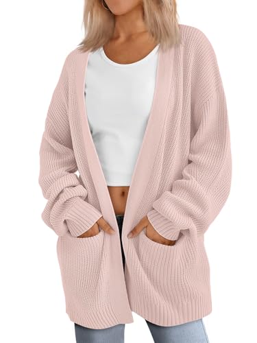 LILLUSORY Womens Oversized Cardigans Soft Knit Cardigan Sweater with Pockets