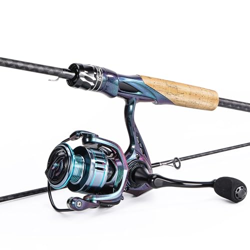 Souagyilang Chameleon Paint Spinning Fishing Rod Reel Combo,2-Section 5.9Ft Light Weight Spinner Rod with Powerful Fishing Gear for Freshwater Saltwater Present for Anglers by Sougayilang - Used condition - US$54.07
