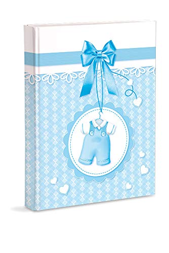 Mareli Photo Album, Sky Blue, Baby Birth with Journal, 23 x 30 cm, 56 White Pages and 4 Pages Customisable Journal, Thick and Durable Cardboard Pages Intervalled with Parchment