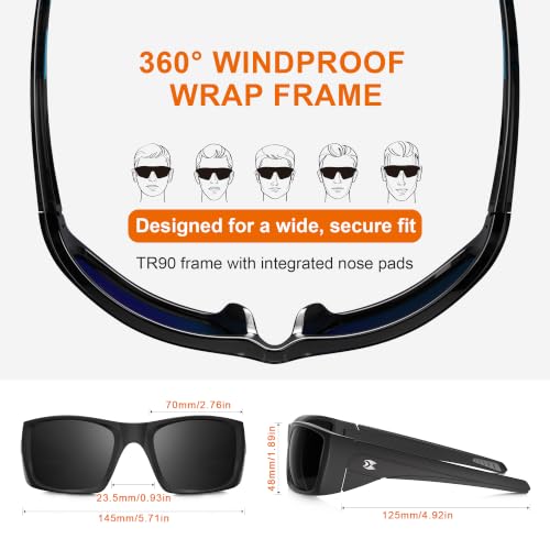 suoso Polarized Sports Sunglasses for Men, UV400 Wrap Around TR90 - Image 5