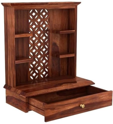 Image of SHEESHAM(Rosewood) MANDEEER for Hall Office Mandir for Home | Handcrafted Wooden Temple | Pooja Mandir for Home & Office | TraditionalTemple with Storage & Decor