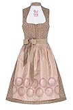Rocklänge: ca. 65cm Edelheiss Moser Trachten Polyester Midi Dirndl 65er Taupe Gemustert Altrosa Morena 005604, Rocklänge: ca. 65cm, mit Knopfleiste, Größe 46