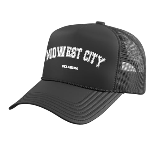 Midwest City Oklahoma Trucker Hat with Adjustable Mesh Back, Black