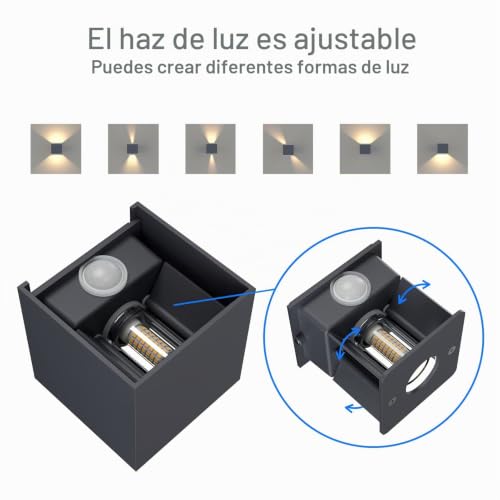 Miniatura 3 de Klighten 4pcs Aplique Pared Con Sensor De Movimiento, Ip54 Apliques Con G9 Led Bombillas Reemplazables, 3000k Lampara De Pared Interior Exterior Ángulo Ajustable Lámpara Pared, Antracita