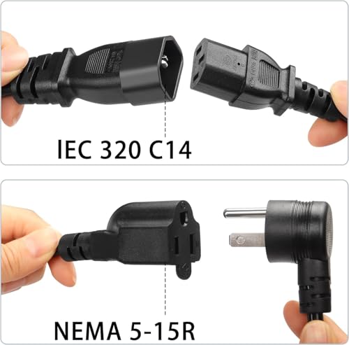 Image of Toptekits C14 to 5-15R Power Cord, IEC320 C14 to NEMA 5-15R Power Extension Cable Cord, PDU /UPS 18AWG Standard Computer Power Adapter Cord NEMA 5-15R to IEC320 C14(C14 to 5-15R W /Cable 1ft)