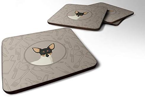 Caroline's Treasures CK2214FC Set of 4 Toy Fox Terrier in The Kitchen Foam Coasters Set of 4 image 2