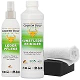Golden Bull® Kunstleder Reiniger & Kunstleder Pflege Set intensiv...