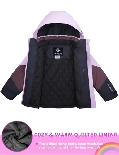 GEMYSE Girls Winter Coat Waterproof Windproof Girls Ski Jacket with Hood Kids Quilted Outerwear3