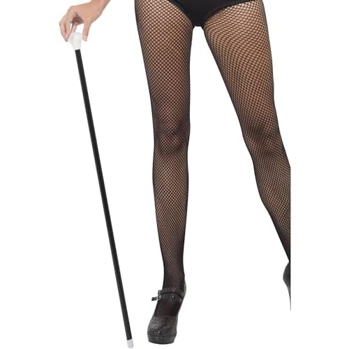 Smiffys Bastón de baile estilo años 20, negro, con punta blanca, largo 80cm / 31in