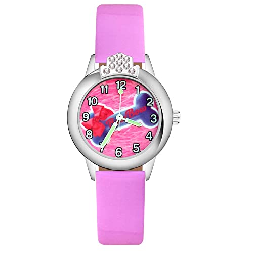 Reloj de niña Dibujos Animados Lindo Hueso Cristal Estilo Relojes Estudiante Niñas Cuarzo Correa de Cuero Reloj de Pulsera Reloj Relojes para niñas (Color : Black)