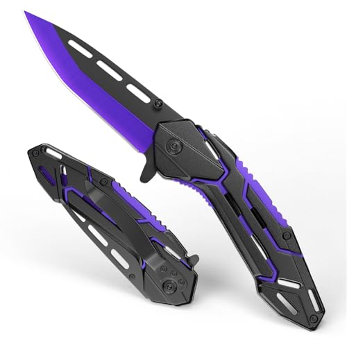 EILIKS Pocket Knife for Men Women, EDC Knives, Cool Gadgets Tool for Outdoor, Survival Camping Hiking, Gifts for Him Dad Husband Wife, Stocking Stuffers Gifts for Him and Her (Purple)