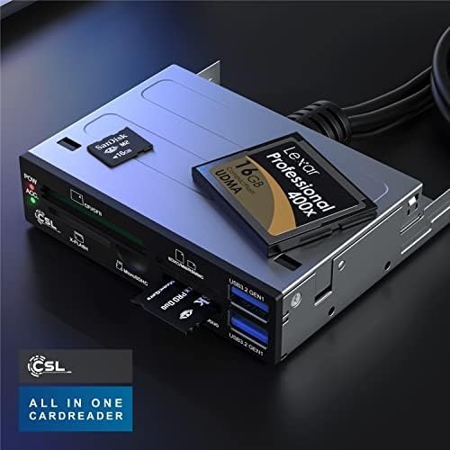 CSL - 3.5 inch all-in-one USB Super Speed card reader - 2 x USB 3.0 - 2.0 Card Reader Ports - Multi-function panel in black - SD SDHC Mini SDHC Micro SDHC USB XD CF MD