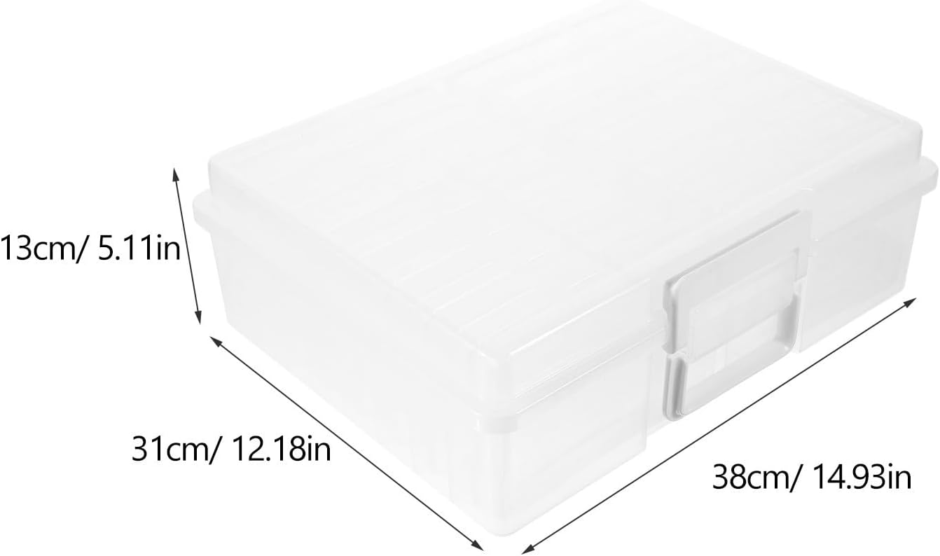 Photo Organizer Storage Box Sturdy Pp Material Large Capacity with Lid and Portable Handle for Photos and Guitar Picks, for Desktop and Luggage Use