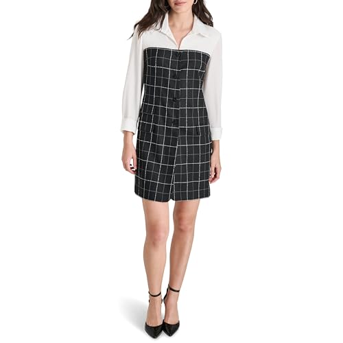 DKNY Women's Long Sleeve Collared Neck Button Front Mini Dress2