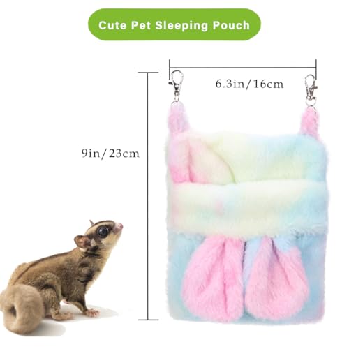 Paxikaka Sugar Glider Bolsa de dormir colorida quente com design de orelha longa para pendurar saco