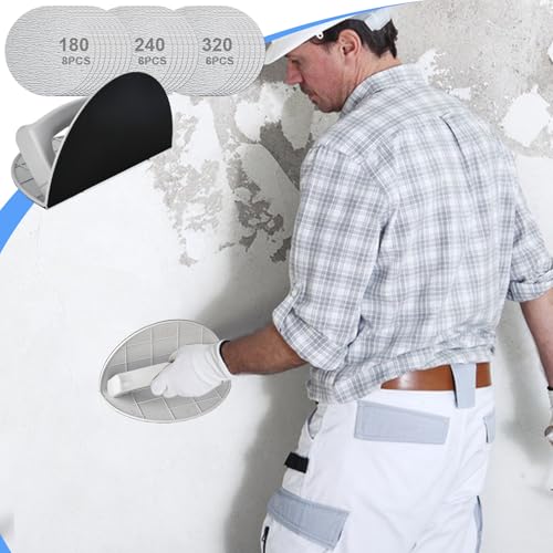 Multifunctional Semi Circular Angle Sanding Sandpaper Tool,Trockenbau Eckenschleifer mit 10 Schleifpapieren,Self Adhesive Handheld Detail Sanders Kit,90° Right Angle Design (180+240+320er Körnung)