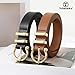 TRIWORKS 2 Pack Women Leather Belt for Jeans Pants Fashion Gold Buckle Ladies PU Leather Dress belt