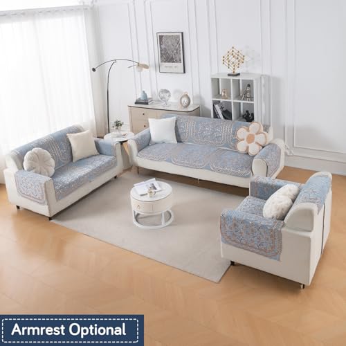Image of HOKIPO Neel Baari Premium Chenille Jacquard Sofa Cover 6 Seater Set - Washable 3+2+1 Sofa Panel for Seat & Back | 'Royal Aangan Series' (IN-1008 * 2 + IN-1007 * 2 + IN-1006 * 2-L3)