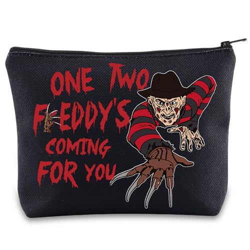 BWWKTOP Night Stalker​​ Cosmetic Makeup Bag Horror Killer Inspired Gifts One Two Coming For You Zipper Bag Halloween Party Merch (One Two Freddy)